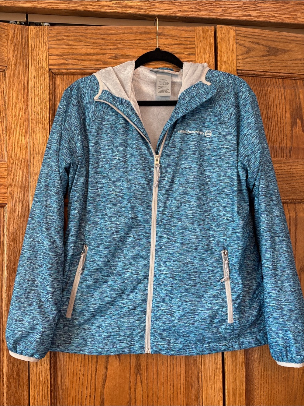 Free Country Blue Heather Performance Zip Hooded Jacket